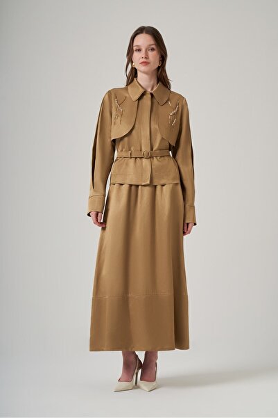 Nuss 1044 Parachute Stone Embroidered Skirt Suit