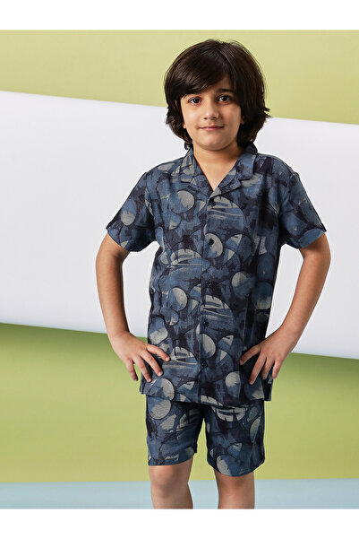 Stylo Bug By Styli Boys Printed Collar Neck Casual Shirt and Shorts Set