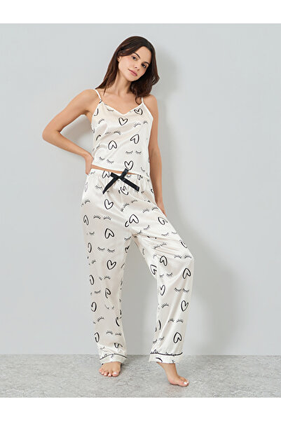INENEMIS By Styli White Heart Print Cami and Pyjama Set