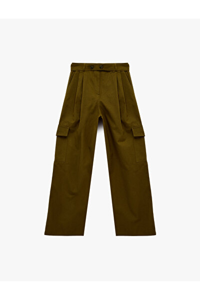 Koton Cotton Pieces of Belt Detail Comfortable Fit Pants in a Pack of Cargo P...