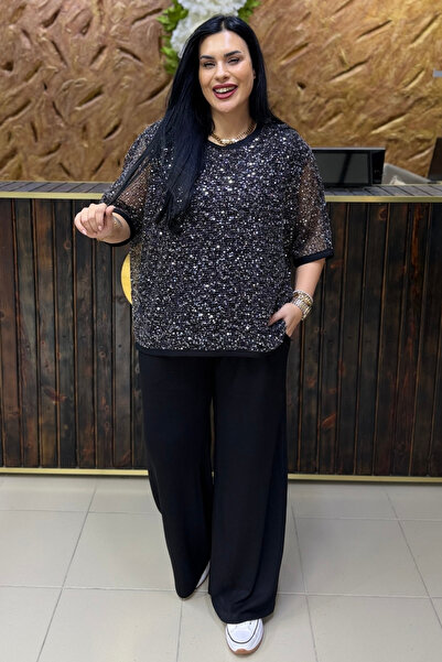 GÖKSEL PUL İŞLEMELİ FİLE 3LÜ BÜYÜK BEDEN TAKIM