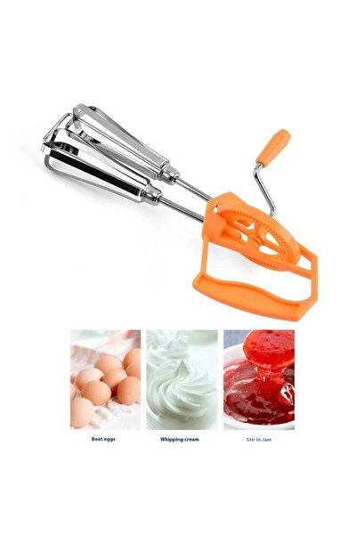Generic Orange Double Spiral Stainless Steel Hand-Cranked Mixer