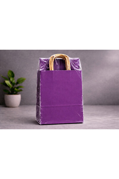 Atölye Kraft Mor Renk Kraft Çanta 18x8x24 cm 25 Adet