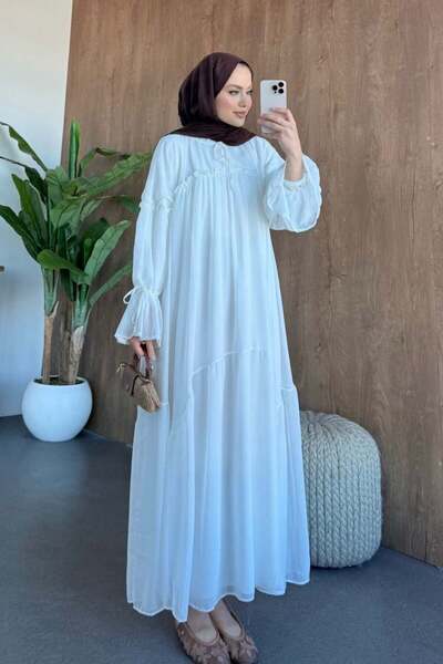 Şulemoda Giyim Φόρεμα σιφόν λευκό