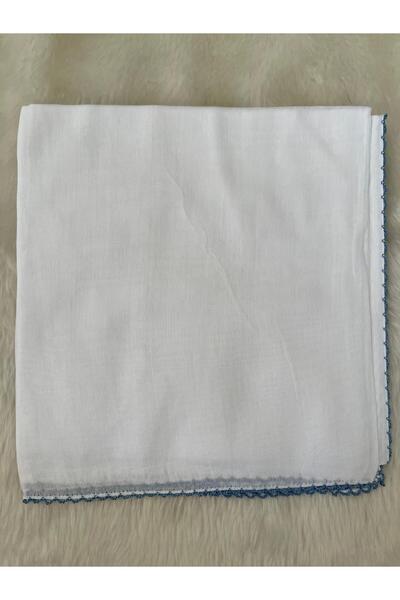 Beykan handmade Eșarfă albă tul bent, lucrată manual, cu margine croșetată și...