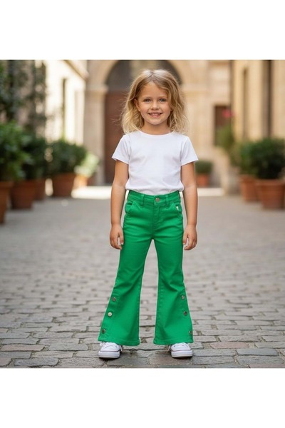 Lolliboomkids Devojčice, španski lepršavi pantaloni Kopčanje na drukere Detal...