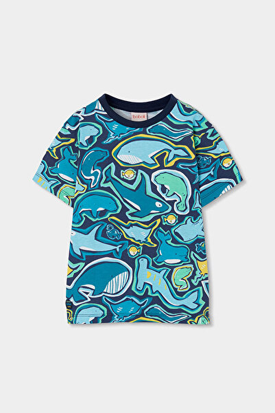 Boboli Sea Creatures Patterned T-Shirt 2-6 Years Old Blue