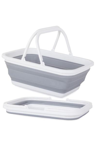 EBA Coș pliabil multifuncțional cu mânere eBA, silicon, 9L alb/gri