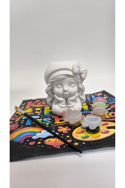 Taş tozu kız figür kalemlik boyama seti