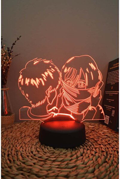 Yubi Design Mikasa, Eren, Attack On Titan - Anime Dekoratif Pilli Hediye Lamba