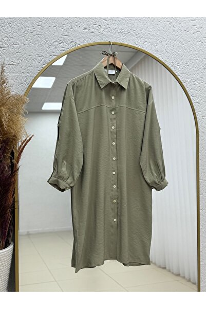 MİHRA STORE Cămașă lungă din modal cu șireturi Miresia-PE261 Mint