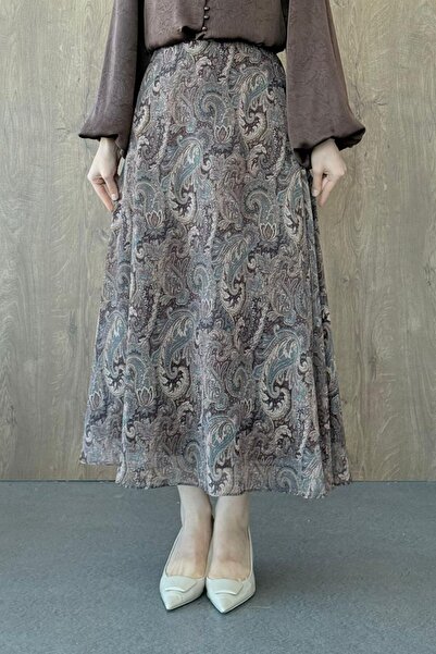 Hazamoda Fusta din șifon cu model Cupru