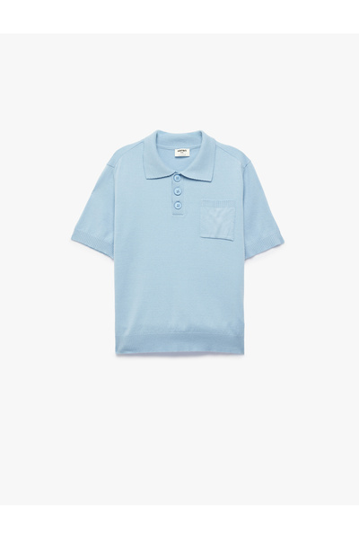 Koton Short Sleeve Pocket Detail Button Polo Collar Knitwear T-Shirt