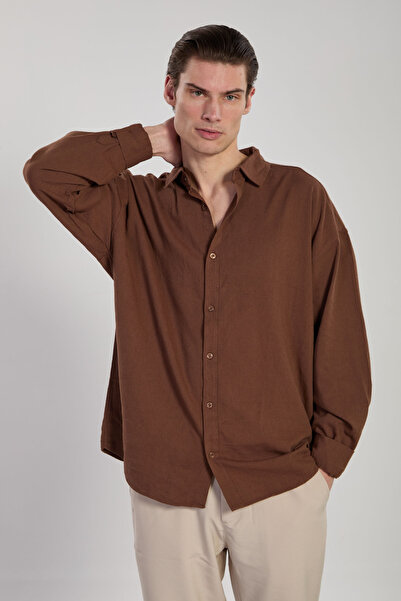 BARRELS AND OIL Men's Regular Fit Shirt - Brown