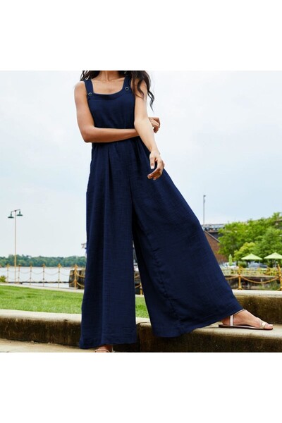 Sacrosa Keten Yazlık Günlük Salaş Kadın Tulum