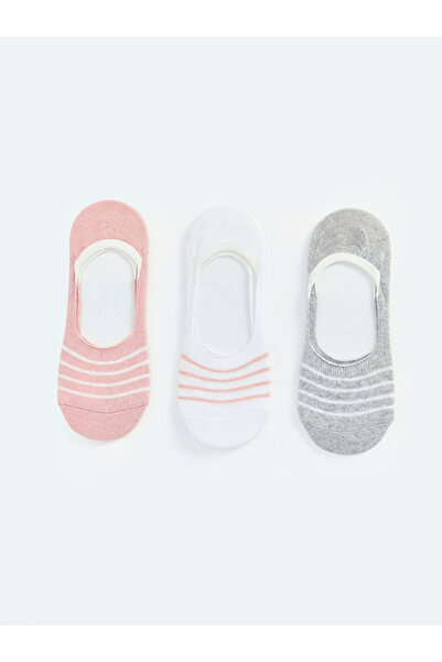 LC Waikiki Pink Striped Women's Ballerina Socks 3-Piece Set