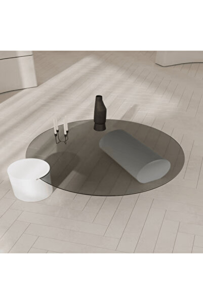 Gaia Home Modern Glass Coffee Table 100 × 100 cm Black Metal Base
