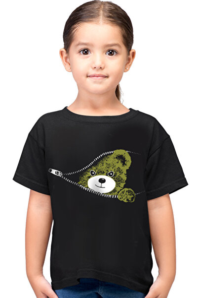 ROCKANDROLL Tricou negru pentru fete Teddy cu mânecă scurtă și fermoar