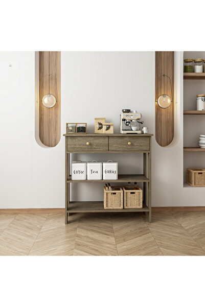 Home MANDOSİ ÇİFT ÇEKMECELİ ÇOK AMAÇLI DOLAP KAHVE KÖŞESİ DRESUAR CEVİZ