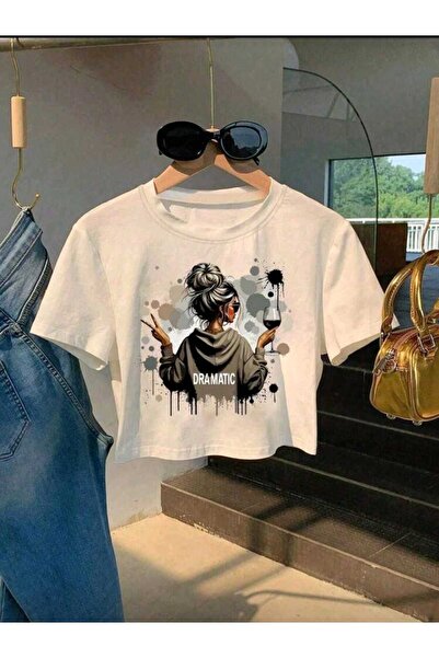 DİVİN Tricou alb cu inscripția Merci în stil francez