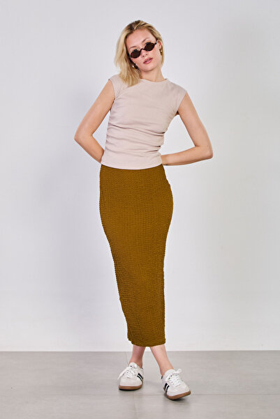 BARRELS AND OIL Women's Side Slit Bubble Skirt - Green