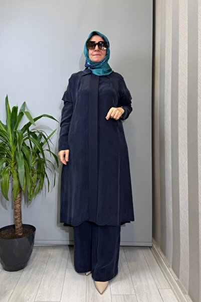 MISS DALIDA Sleeve Detail Cupro Kap Dark Blue T26Y-8007