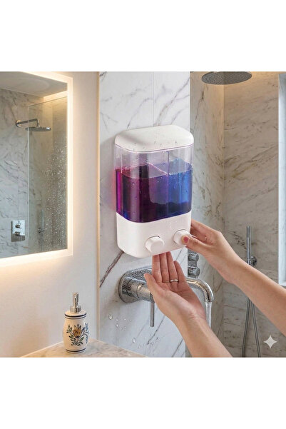 seahome 1 Piece Shower Cabin Adhesive 1000 ml Double Compartment Refillable W...