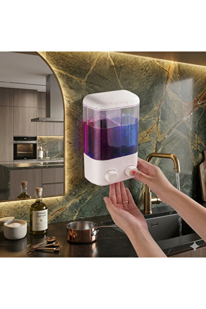 seahome 1 Piece Kitchen Soap Dispenser 1000 ml Adhesive Leak-Proof Push-Butto...
