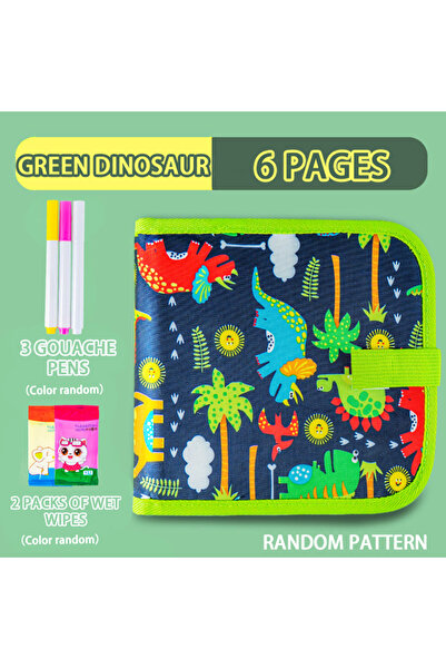 Choice1 دفتر رسومات ديناصور أخضر قابل للمسح، ٦ صفحات، ألعاب للأطفال الصغار، د...