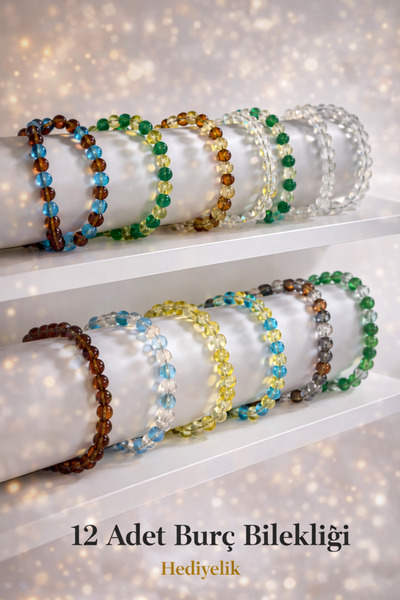 LUNEVA AKSESUAR Zodiac Bracelet – Elastic Beaded Bracelet – with 12 Zodiac Op...