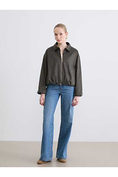 LC Waikiki Shirt Collar Suede Look Women's Jacket