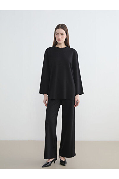 LC Waikiki Rmz Gi̇yi̇m Farkiyla Women's Wide Leg Sweatpants with Waist Drawst...