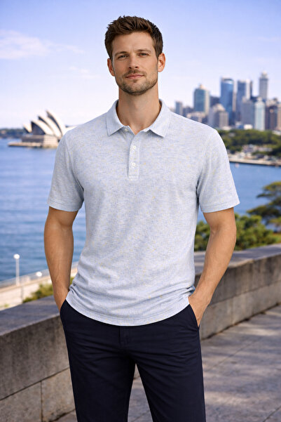 Maccali Tricou pentru bărbați Trend cu model A.Mavi cu guler polo in