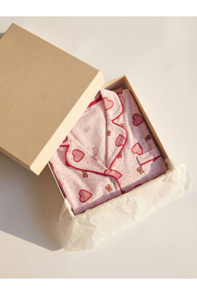 LC Waikiki LCW DREAM Pembe Gömlek Yaka Desenli Hamile Pijama Takım