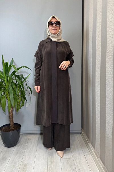 MISS DALIDA Sleeve Detail Cupro Hood Coffee T26Y-8007