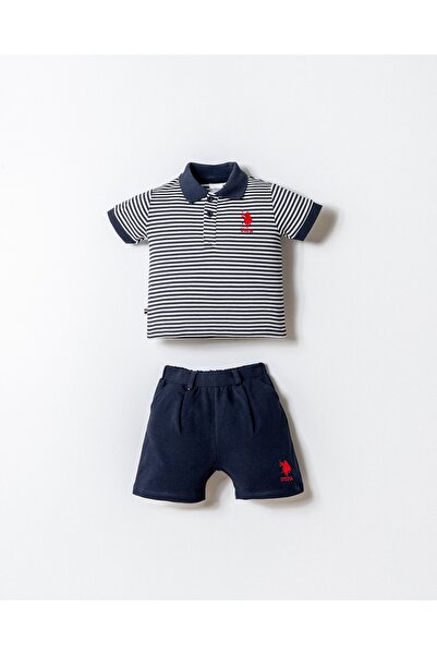 U.S. Polo Assn. U.S.Polo Assn Usb2907 Navy Blue Baby Boy Shorts Set