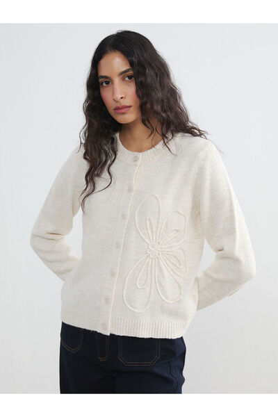 LC Waikiki Zero Roba Collar Embroidered Women's Knitwear Cardigan for Style S...