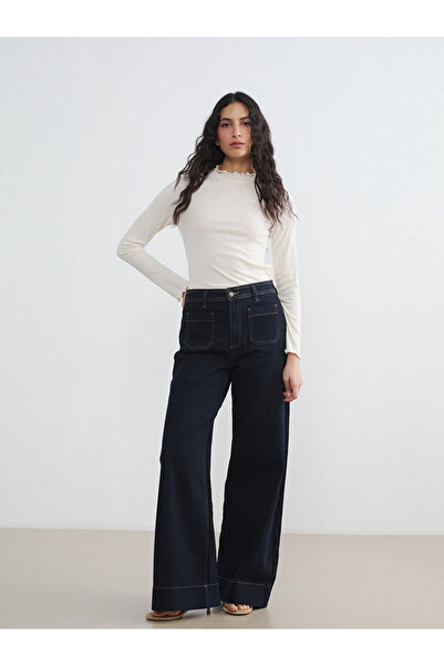 LC Waikiki Rmz Gi̇yi̇m Farkiyla High Waist Wide Leg Women's Jean Pants