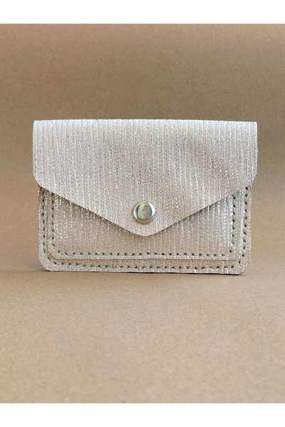 LUNA LUSTER Genuine Leather Minimal Avuçiçi Glittery Simple Design Women's Wallet Card Holder Drc-19