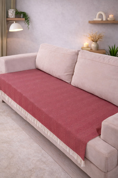 pamore Cotton Piece Sofa Cover 115X200 cm |   Protective Front S Fringed Deco...