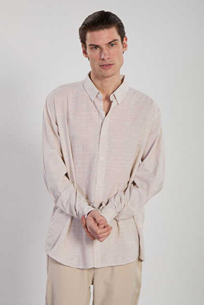 BARRELS AND OIL Men's long sleeve regular fit shirt - mink