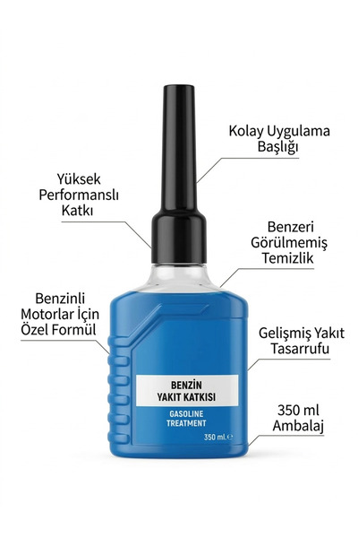 Benzinli Motor Yakıt Katkısı 350 ml - Enjektör Temizleyici ve Yakıt Tasarrufu Sağlayıcı