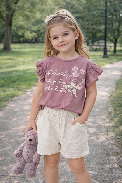 GMG Baby Linen Girls' Suit with Shorts and Accessories 2Y,3Y,4Y,5Y Girl