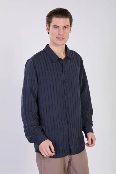 BARRELS AND OIL Ανδρικό πουκάμισο Ριγέ - Ναυτικό μπλε
