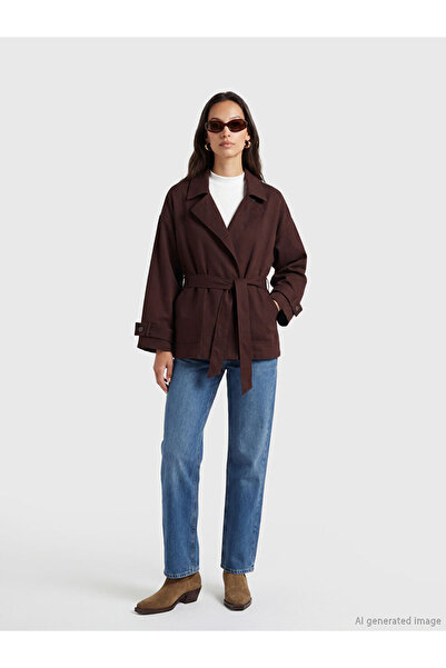 LC Waikiki Shirt Collar Belted Oversized Women's Jacket