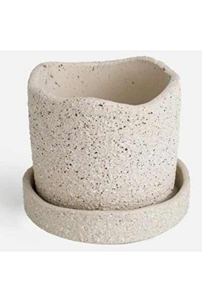 OEM Mască ghiveci ceramică bej cu farfurie Ø18,2 x 15,6 cm - 2 L