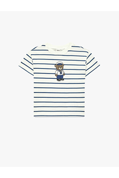 Koton Ayıcık Printed Short Sleeve Crew Neck T-Shirt, Pack of Cotton Striped T...