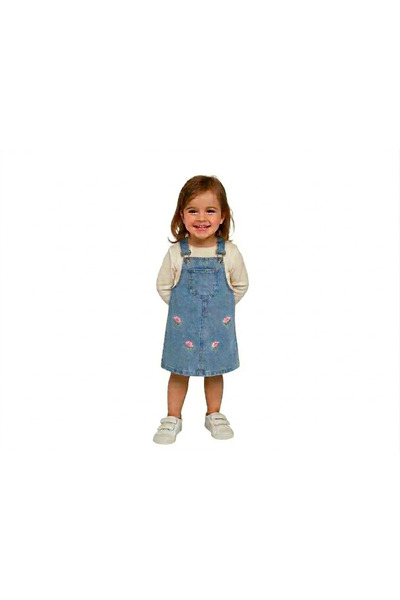ERDEM KIDS Rochie scurtă pentru fete, casual, de sărbători, din denim, cu bre...