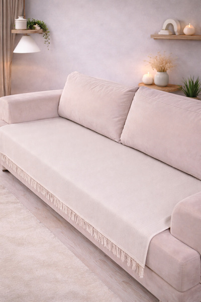 pamore Cotton Piece Sofa Cover 115X200 cm |   Protective Front S Fringed Deco...