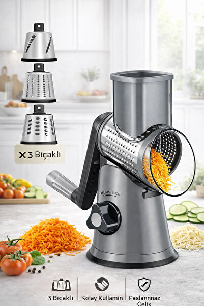 chef desing 3 Bıçaklı Kollu Değirmen Sebze Meyve Peynir Fındık Dilimleyici Do...